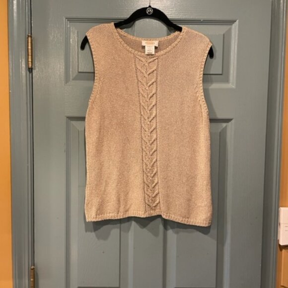 Talbots Sleeveless Sweater, L, silk, tan, worn once - Picture 1 of 3